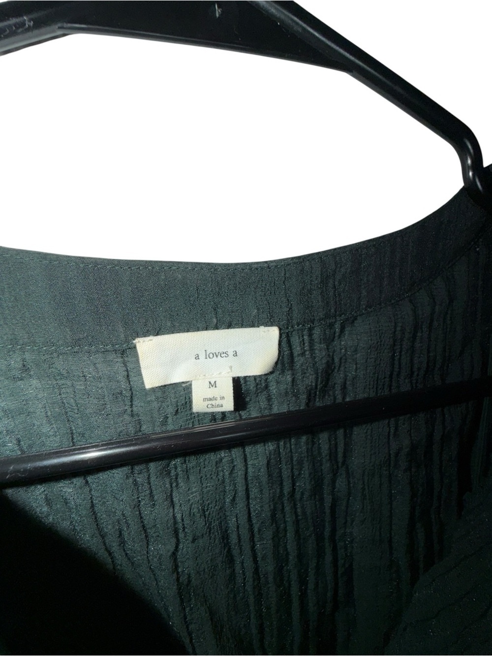 A Loves A Textured Dark Green Long Sleeve Ruffle Midi Dress - Picture 5 of 7